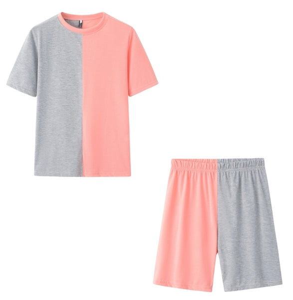 Marie Biker Short Set (PINK/GRAY)