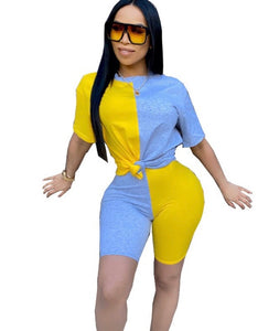 Marie Biker Short Set (YELLOW/BLUE)