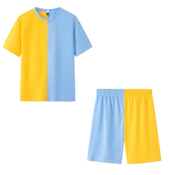 Marie Biker Short Set (YELLOW/BLUE)