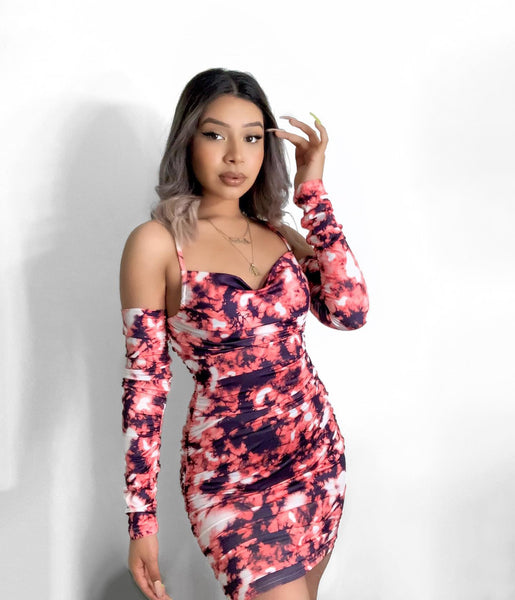 Nicole Tie Dye Dress (RED/BLACK)